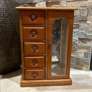 Vintage Armoire Style Jewelry Box Cabinet